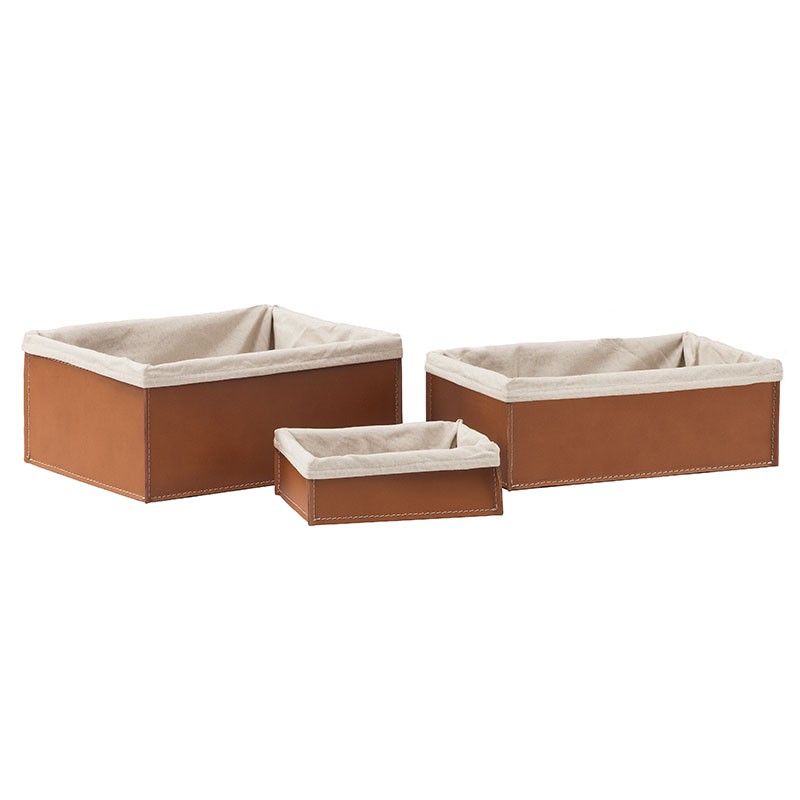 Set 3 Containers in Leather - Sonia | Limac Design