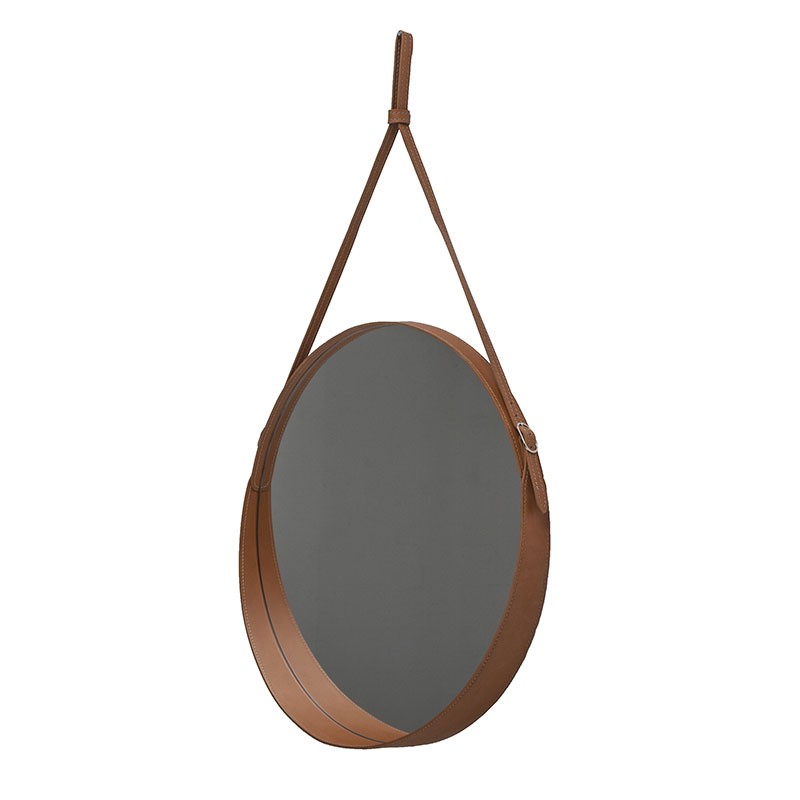 Round Leather Wall Mirror - Corium | Limac Design