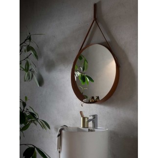 Round Leather Wall Mirror - Corium