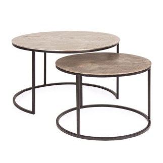 Set of 2 coffee tables in steel and aluminium - Amira -  Bizzotto