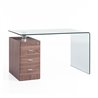 Glass desk w/pedestal - Wood