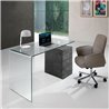 Glass Desk with Pedestal - Concrete