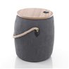 Pouf contenitore in tessuto e legno - Cask