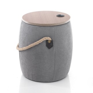 Container Pouf in Fabric and Wood - Cask | Tomasucci