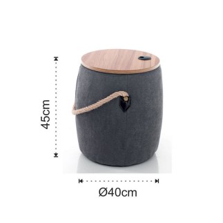 Container Pouf in Fabric and Wood - Cask | Tomasucci