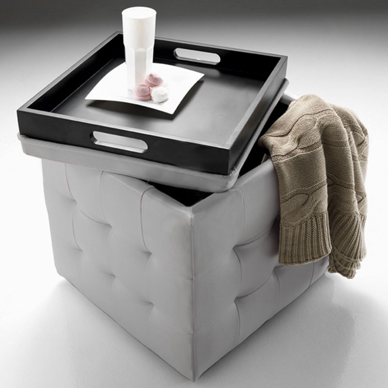 Container Pouf with tray - Renè | IsArreda