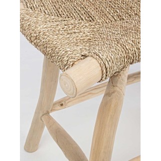 Stool in wood with natural weave - Ravi | ISA Project