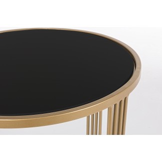 Set 2 Coffee tables in steel and glass Black / Gold - Afef