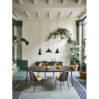 Sedia imbottita con schienale in legno - Lea | Midj