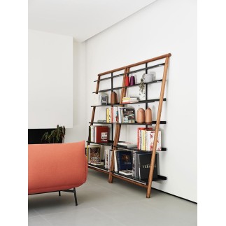 Wooden Bookcase with Metal Shelves - Suite | Midj