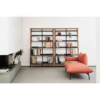 Wooden Bookcase with Metal Shelves - Suite | Midj