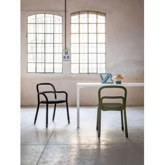 Chair in fabric and leatherette - Pippi | Midj