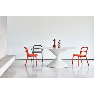 Chair in fabric and leatherette - Pippi | Midj