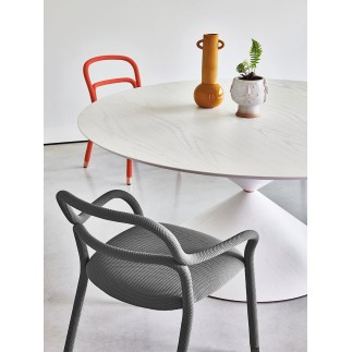 Round Table with Ceramic Top - Clessidra | Midj