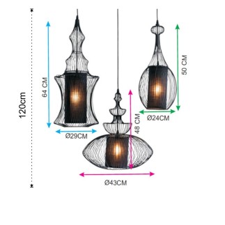 Lampadario a Sospensione Tripla in Metallo - Notre Dame | Tomasucci