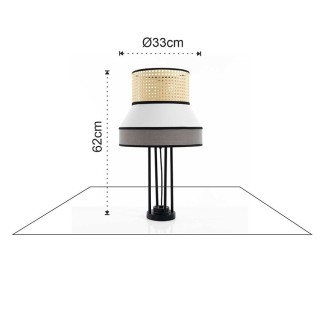 Lampada da Tavolo in Paglia di Vienna e Tessuto - Hay | Tomasucci