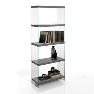 5 Shelves Bookcase in MDF and glass - Later | Tomasucci