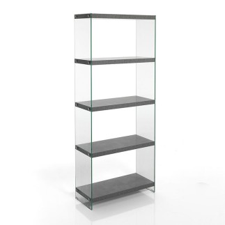 5 Shelves Bookcase in MDF and glass - Later | Tomasucci