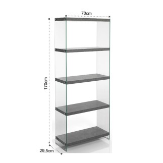 5 Shelves Bookcase in MDF and glass - Later | Tomasucci