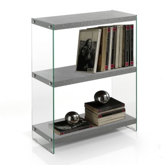 3 Shelves Bookcase in MDF and Glass - Later | Tomasucci