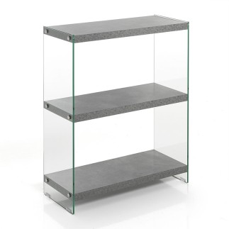 3 Shelves Bookcase in MDF and Glass - Later | Tomasucci