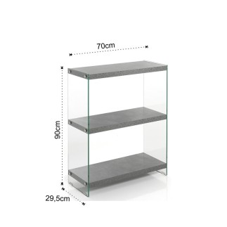 3 Shelves Bookcase in MDF and Glass - Later | Tomasucci