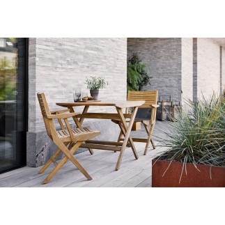 Outdoor Folding Chair in Teak Wood with Armrests - Flip