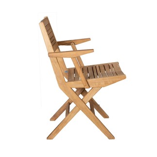 Outdoor Folding Chair in Teak Wood with Armrests - Flip | Cane-line