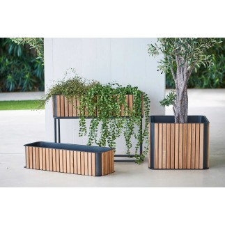 Planter in Teak Wood and Aluminium - Combine