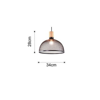 Metal and Wood Pendant Lamp - Boston | Tomasucci