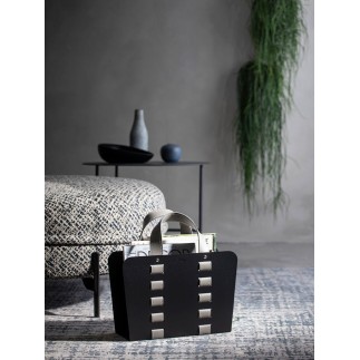 Design Magazine Rack in Steel and Leather - L-Bag