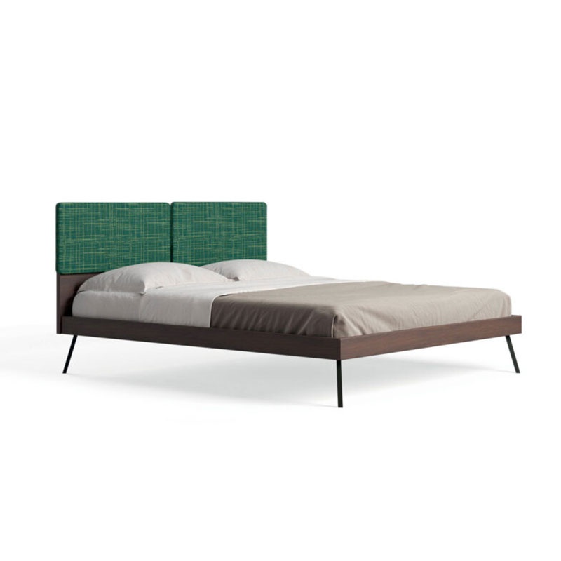 Wooden Double Bed with Upholstered Headboard - Cecilia | Orme Light