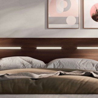 Wooden Double Bed with LED Light - Curve | Orme Light