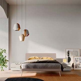 Letto Matrimoniale in Legno con Luce LED - Curve | Orme Light