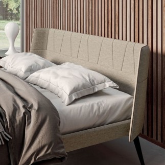 160x190 Wooden Double Bed with Upholstered Headboard - Flo | ISA Project