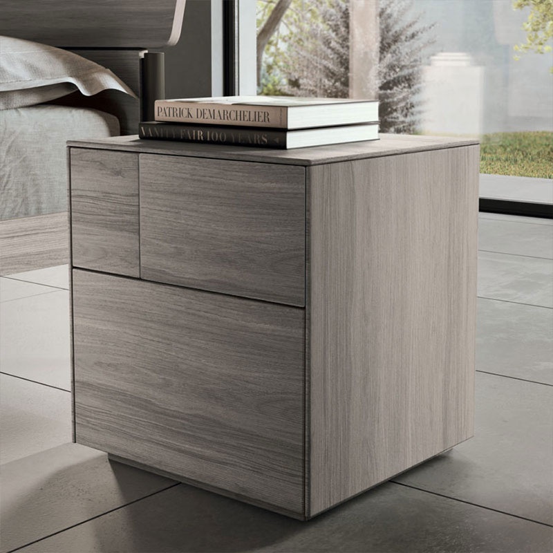 Wooden Bedside Table with Design Drawers - Klee | Orme Design