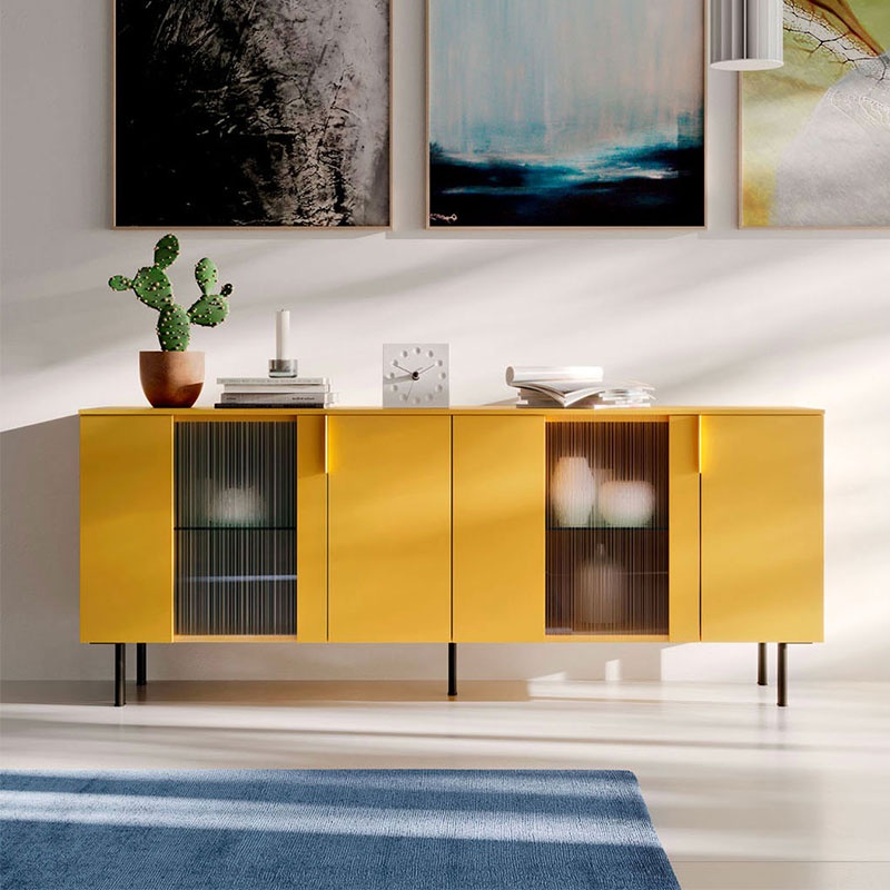 Sideboard in Wood with Glass Doors - Geny | Orme Light