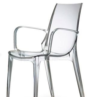 Stackable Chair with Armrests in Polycarbonate - Vanity | Scab