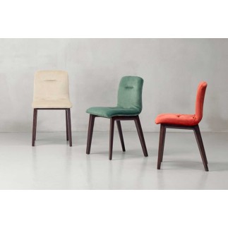 Chair with Wooden Legs Upholstered in Velvet - Alice