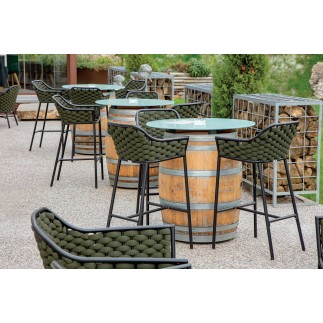 Outdoor High Stool in Rope - Panama | Grattoni