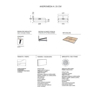 Double Storage Bed in fabric - Andromeda | Rosini