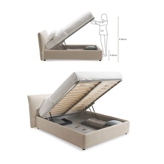 Double Storage Bed in fabric - Andromeda | Rosini