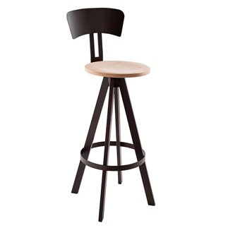 West stool with backrest in iron and wood | ISA Project