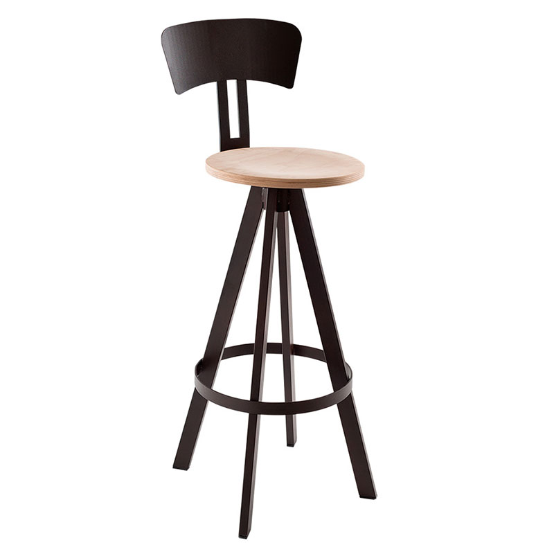 West stool with backrest in iron and wood | ISA Project