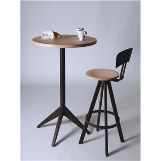 West stool with backrest in iron and wood | ISA Project