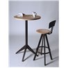 West stool with backrest in iron and wood