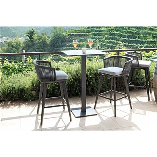 Outdoor Stool in Aluminum and Rope - Diva