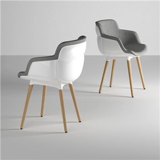 Upholstered chair with wooden legs - Choppy | Gaber