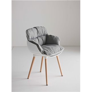 Upholstered chair with wooden legs - Choppy | Gaber