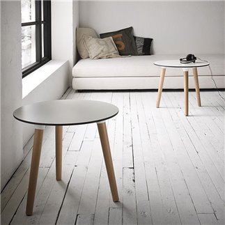 Round low wooden legs coffee table - Stefano | Gaber